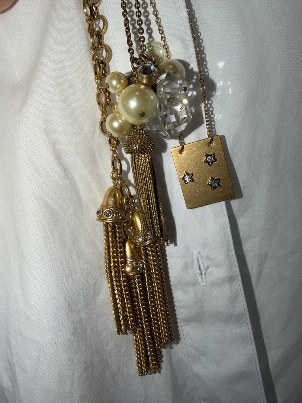 Three Fabulous J. Crew Gold-Tone Pendant Long Necklaces - Picture 4 of 13